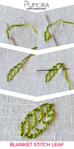 blanket stitch for flowers and leaves