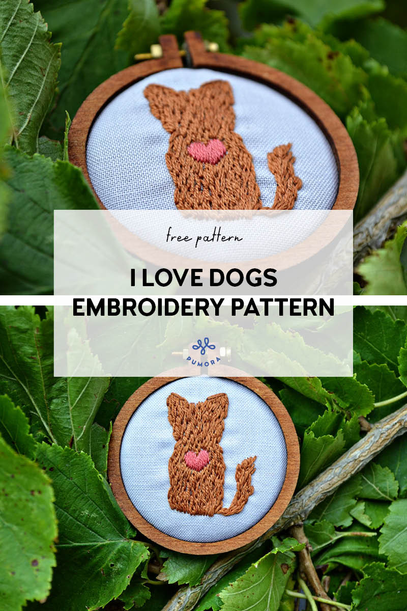 Sunday Freebie: I love dogs hand embroidery pattern