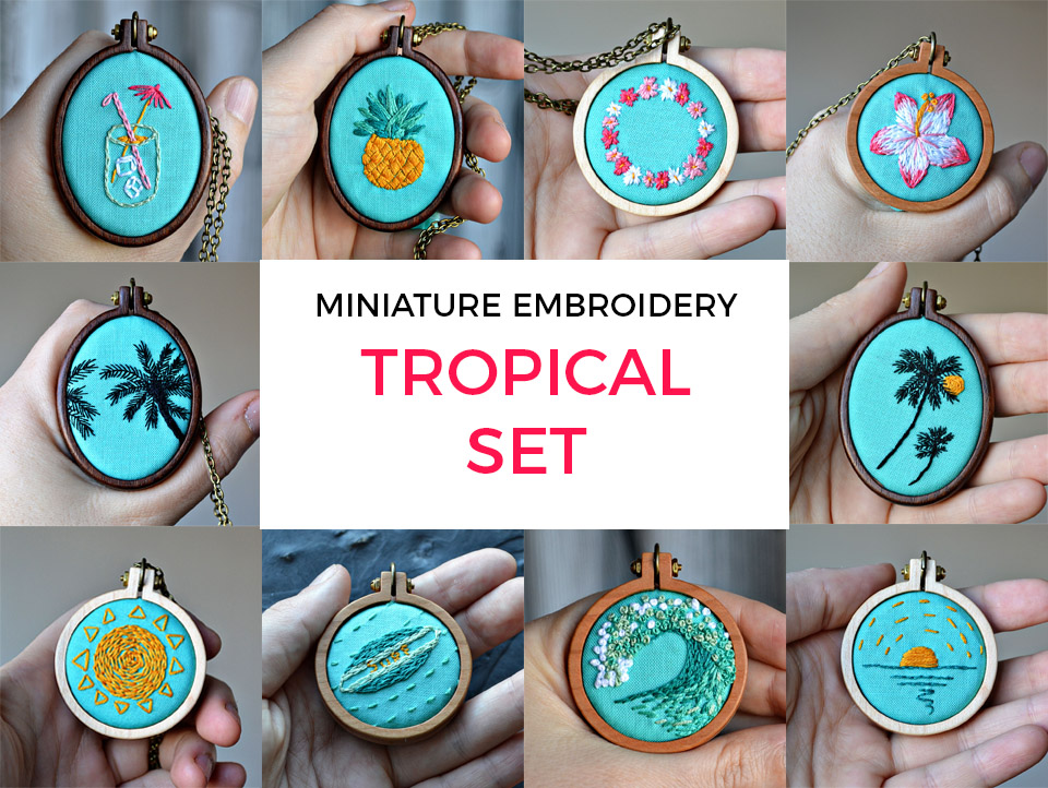 miniature embroidery tropical