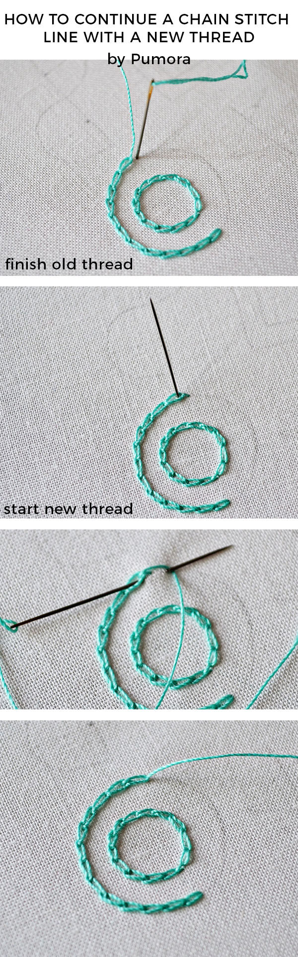 The key to neat chain stitches circles