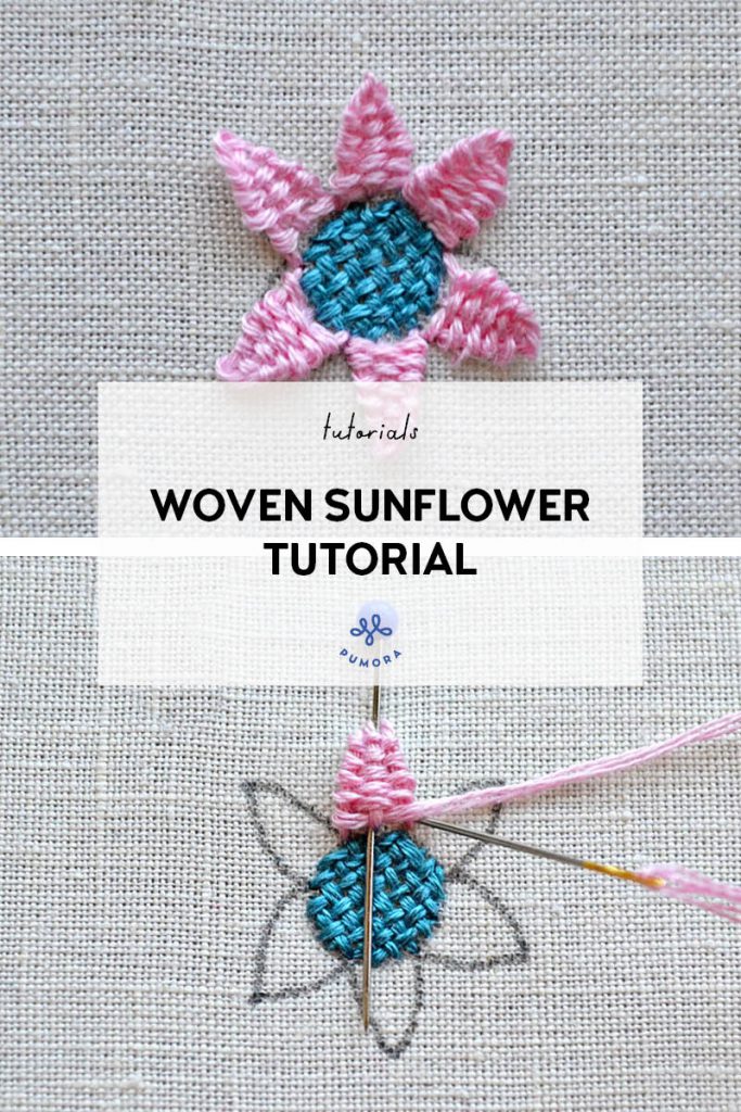 woven sunflower embroidery tutorial