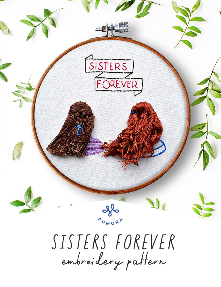 sisters forever embroidery pattern by Pumora