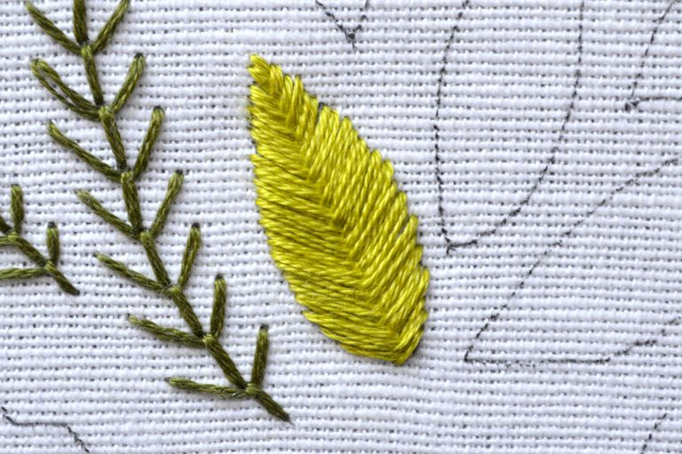 How to embroider leaves 9 stitches for leaf embroidery