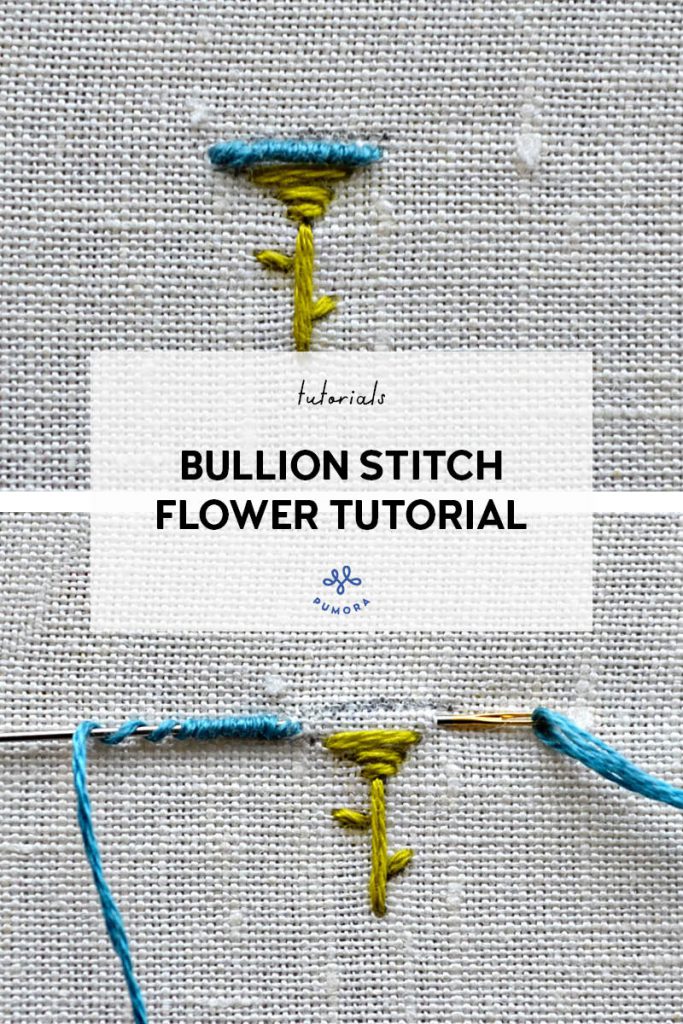 mini bullion stitch flower embroidery tutorial