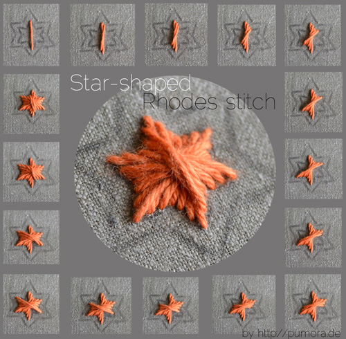 how to embroider the star-shaped Rhodes stitch